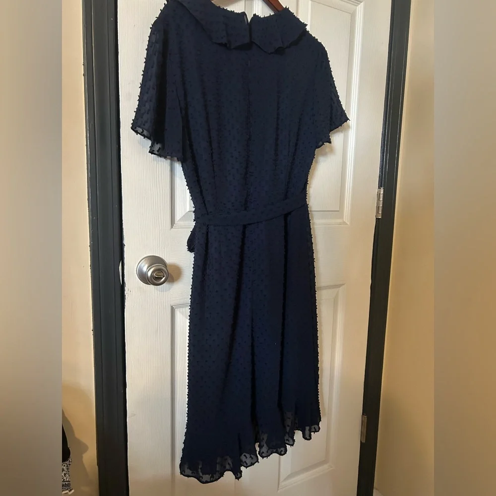 Tahari Midnight Blue Textured Dress - Picture 2 of 4